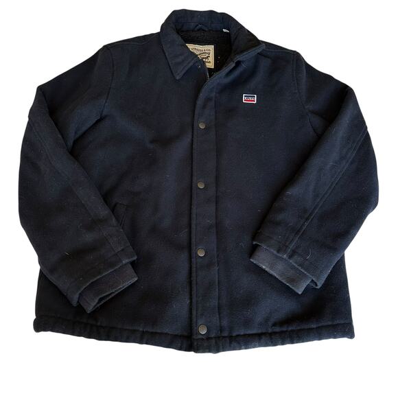Mens Coat Size Medium Fleece Lined Levi Black - Picture 1 of 8